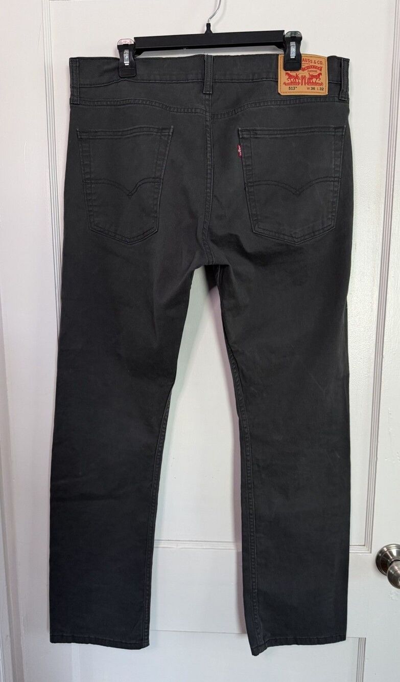 Levi’s 513 Slim Straight Pants Lot 2 Pair Men’s W36 L32 Charcoal Khaki Chino - Picture 2 of 15